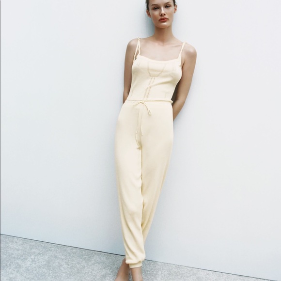New with tags Zara Cream long jumpsuit - Picture 1 of 6